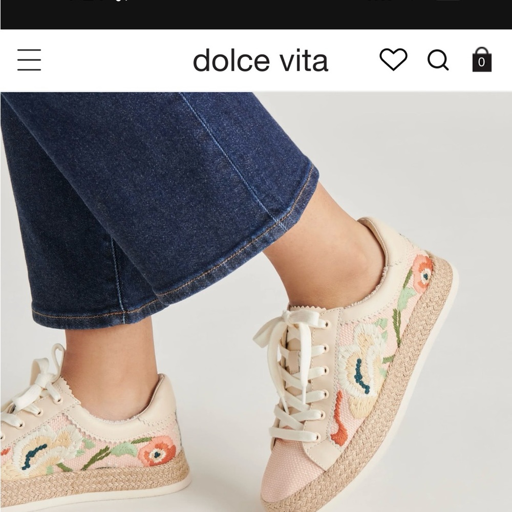 Dolce Vita Cream Floral Lace-Up Sneakers